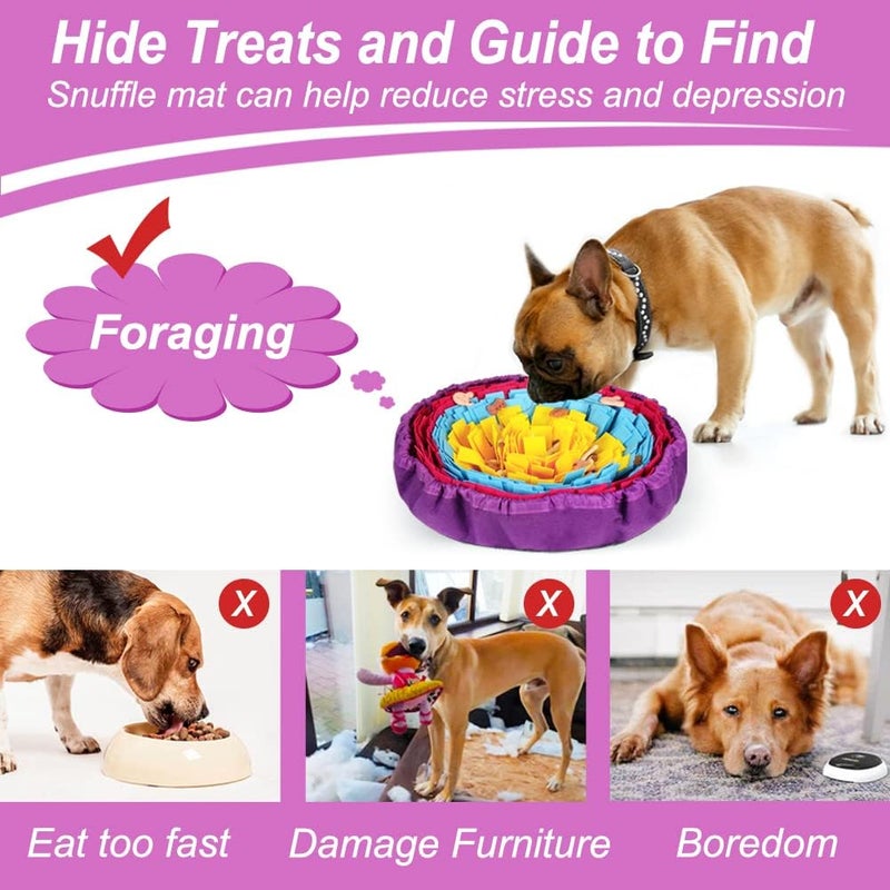 Vivifying Snuffle Mat for Dogs, Adjustable Dog Puzzle Toys Sniff Mat for All Breeds Dogs, Interactive Enrichment Toys for Slow Eating and Mental Stimulation (Yellow Blue Purple) - Image 4